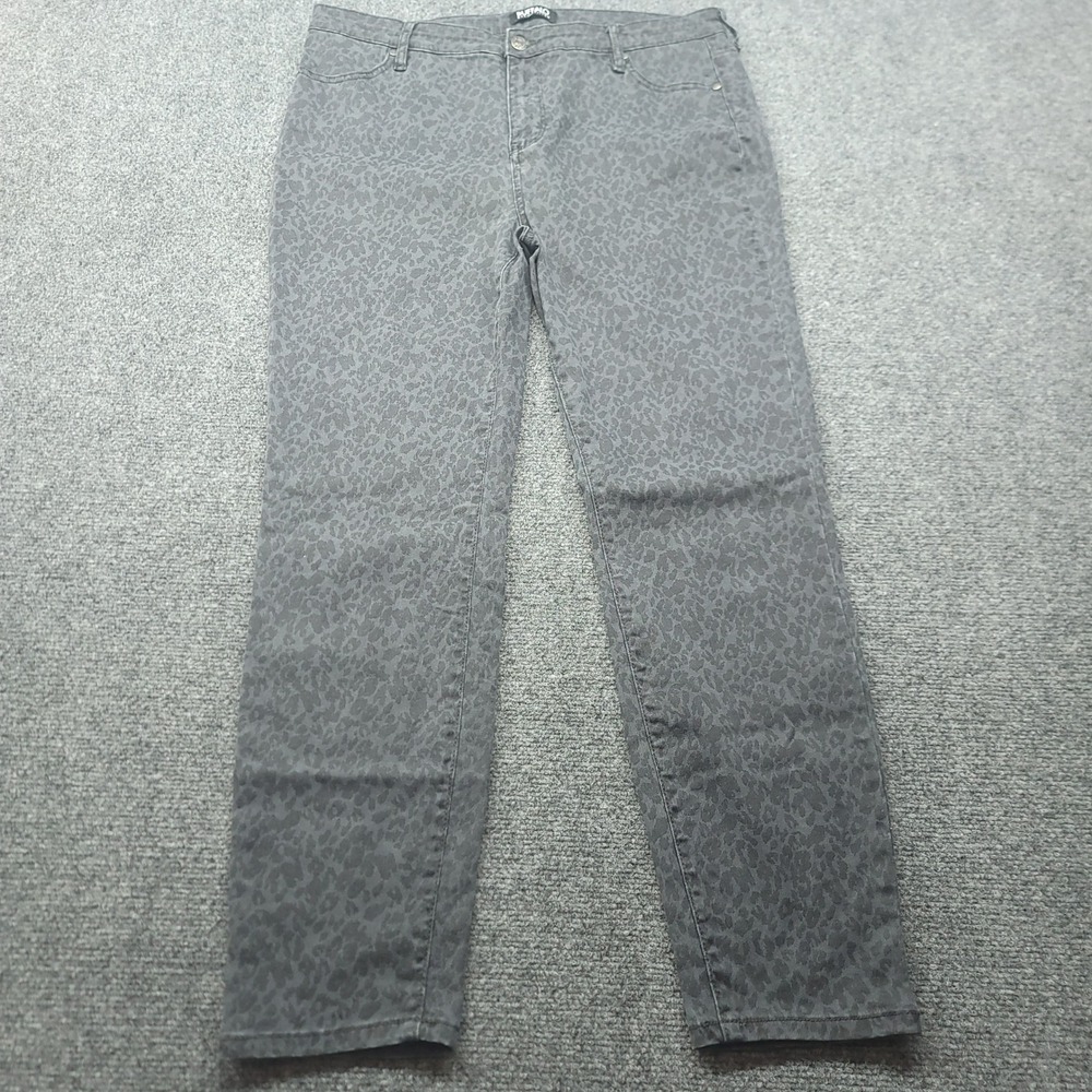 Buffalo David Bitton Hanna High Rise Skinny Stretch Pants Gray Leopard Print 14